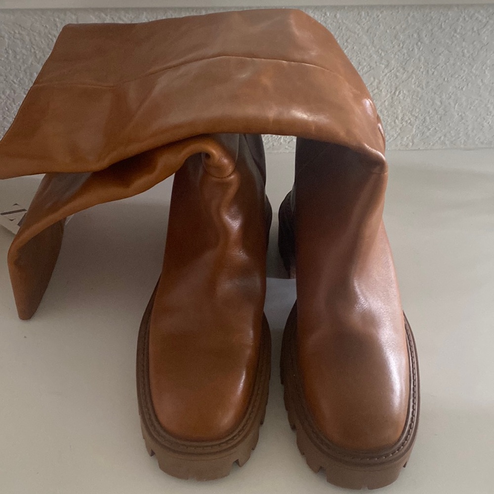 Zara Brown Combat & Moto Boots